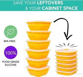 img 3 attached to 🥣 Collapse-it Silicone Food Storage Containers: BPA-Free, Airtight Lids, Collapsible Lunch Box - Oven, Microwave, Freezer Safe (Yellow, 6pcs, 2-Cup Set)