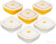 🥣 collapse-it silicone food storage containers: bpa-free, airtight lids, collapsible lunch box - oven, microwave, freezer safe (yellow, 6pcs, 2-cup set) логотип