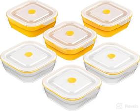 img 4 attached to 🥣 Collapse-it Silicone Food Storage Containers: BPA-Free, Airtight Lids, Collapsible Lunch Box - Oven, Microwave, Freezer Safe (Yellow, 6pcs, 2-Cup Set)