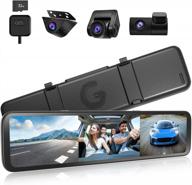 wolfbox 3-channel mirror dash cam with full hd rear view and touch screen logo