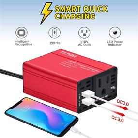 img 3 attached to 💡 Efficient 150W Car Power Inverter with Dual QC3.0 USB Car Charger - Ideal Converter for Laptop Computers, DC 12V to 110V AC