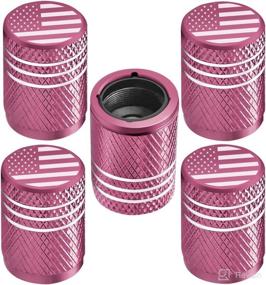 img 4 attached to Tire Valve Stem Caps For Car Tire Cap 5 Pack Corrosion Resistant Leak-Proof Premium Alloy American Flag Universal For Car Bike Truck Motorcycle Pink