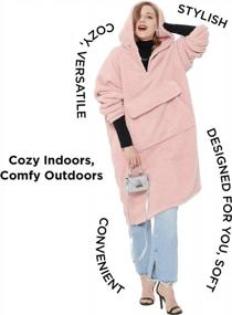 img 1 attached to Pink Sherpa Hoodie Blanket Sweatshirt With Zipper - Cozy Wearable Blanket For Women, Perfect Gift Idea