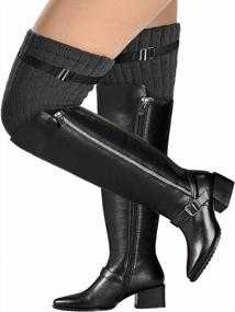 img 1 attached to SherryDC Women'S Plus Size Extra Long Leg Warmers Wide Thick Thigh High Footless Socks Over Knee Boot Stockings With Belt