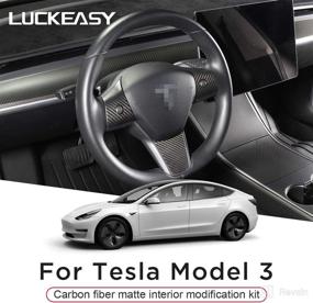 img 3 attached to 🚗 LUCKEASY Tesla Model 3 Model Y Carbon Fiber Steering Wheel Decorative Patch 2017-2022 - Interior Auto Accessories (Matte Carbon Fiber)