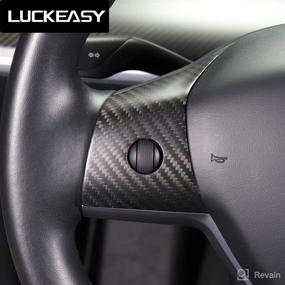 img 1 attached to 🚗 LUCKEASY Tesla Model 3 Model Y Carbon Fiber Steering Wheel Decorative Patch 2017-2022 - Interior Auto Accessories (Matte Carbon Fiber)