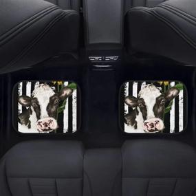 img 2 attached to Youngerbaby Ameican Flag Cow Sunflowers Floor Mats For Car Customized Universal Fit Car Floor Carpet Mats Holiday Decor Fit For SUV