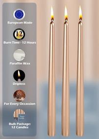 img 1 attached to 14 Inch Copper Metallic Taper Candles - 12 Pack Unscented Paraffin Wax With Cotton Wicks, Dripless Dinner Candle By Hyoola