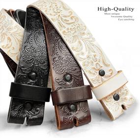 img 3 attached to Full Grain Leather Belt Strap With Tooled Western Floral Embossing - 1-1/2" (38Mm) Width For Cowboys And Cowgirls
