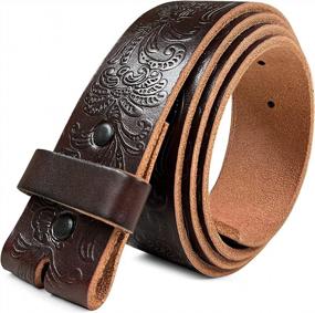 img 4 attached to Full Grain Leather Belt Strap With Tooled Western Floral Embossing - 1-1/2" (38Mm) Width For Cowboys And Cowgirls