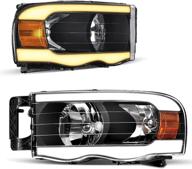high-quality autosaver88 switchback led tube headlights for 2002-2005 dodge ram - amber reflector pair logo
