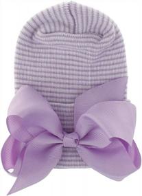 img 1 attached to Soft And Cute Newborn Hospital Hat For Baby Girls With Bow Knot - Ideal Infant Nursery Beanie By Adeimoo