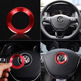 img 3 attached to 🔴 Red LECART Steering Wheel Logo Caps Decals Stickers Emblem Badge Logo Cover for VW Volkswagen Accessories - Fits Jetta, Passat, Golf, Tiguan, Teramont, Arteon, Atlas, Tanoak