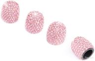 💎 pink crystal rhinestone valve stem caps for cars, 4-pack universal car tire accessories, decorative valve stem covers for cars, suvs, trucks, motorcycles, bikes логотип