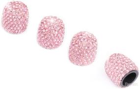 img 4 attached to 💎 Pink Crystal Rhinestone Valve Stem Caps for Cars, 4-Pack Universal Car Tire Accessories, Decorative Valve Stem Covers for Cars, SUVs, Trucks, Motorcycles, Bikes