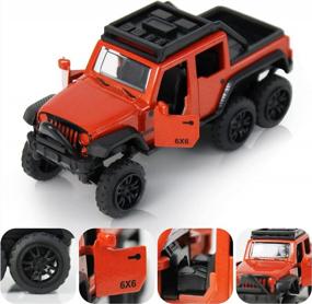img 3 attached to 4 Pack Diecast Toy Trucks - Pull Back Cars, Openable Doors & Off-Road Car Toys For Boys And Toddlers | KIDAMI Birthday Gift!