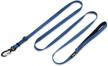 premium upgraded hyhug pets adjustable leash for medium to giant dogs - durable nylon and soft neoprene handle, extendable between 4-6 feet, classic blue (small) logo