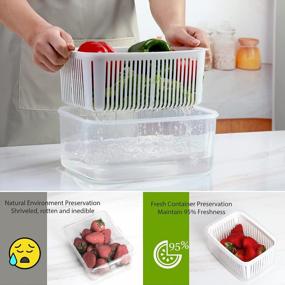img 1 attached to Keep Your Fruits And Vegetables Fresh With LUXEAR'S BPA-Free Produce Storage Containers, Complete With Colander And Lids - Set Of 5 For Efficient Refrigerator Organization