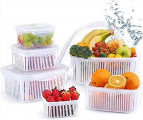 img 4 attached to Keep Your Fruits And Vegetables Fresh With LUXEAR'S BPA-Free Produce Storage Containers, Complete With Colander And Lids - Set Of 5 For Efficient Refrigerator Organization