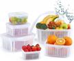 keep your fruits and vegetables fresh with luxear's bpa-free produce storage containers, complete with colander and lids - set of 5 for efficient refrigerator organization logo