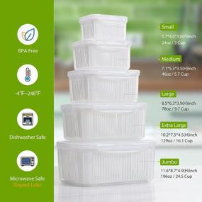 img 3 attached to Keep Your Fruits And Vegetables Fresh With LUXEAR'S BPA-Free Produce Storage Containers, Complete With Colander And Lids - Set Of 5 For Efficient Refrigerator Organization