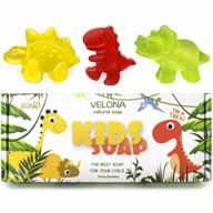 velona kids soap – 3 dinobars gift for girls and boys colored dinosaurs for all skin types natural oils and ingredients, fun bath time for children made in usa (3 bars) logo