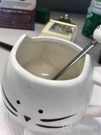 img 1 attached to 12 Oz Cat Face Mug And Spoon Set - White Kitty Coffee Cup Gift For Crazy Cat Lady review by Leo Puente