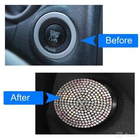 img 2 attached to 💎 Universal Handmade Crystal Rhinestone Car Engine Start Stop Button Cover - Bling Push Start Button Cover | Anti-Scratch Decoration Stickers for Auto Interior Ignition Accessories | Multicolored