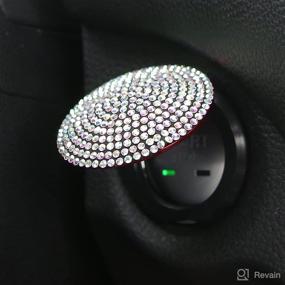 img 4 attached to 💎 Universal Handmade Crystal Rhinestone Car Engine Start Stop Button Cover - Bling Push Start Button Cover | Anti-Scratch Decoration Stickers for Auto Interior Ignition Accessories | Multicolored