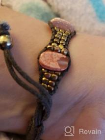 img 5 attached to Exquisite Richera Pink and Ivory Glass Beads: Gold Metal Accents, Adjustable Brown Cotton Chord