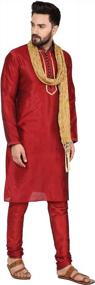 img 1 attached to SKAVIJ Men'S Art Silk Ethnic Kurta Pajama Suit And Scarf Set For Festivals & Parties