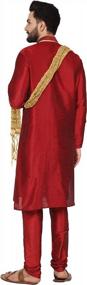img 3 attached to SKAVIJ Men'S Art Silk Ethnic Kurta Pajama Suit And Scarf Set For Festivals & Parties