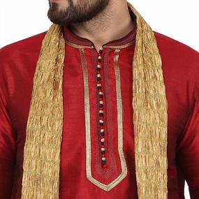 img 2 attached to SKAVIJ Men'S Art Silk Ethnic Kurta Pajama Suit And Scarf Set For Festivals & Parties