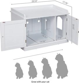 img 1 attached to 🐱 PAWLAND Cat Litter Box Enclosure - Hidden Furniture for Pet Cat, Indoor Toilet House - Cat House Side Table with Vent Holes (White)