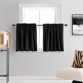 img 4 attached to Blackout Thermal Insulating Small Curtain Tiers 24 Inch Length Rod Pocket 2 Panels 42 Inch Width Bathroom Curtains