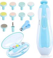 👶 baby nail file electric: manicure set with led light and 10 grinding heads - blue logo