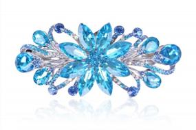 img 3 attached to Sankuwen Flower Rhinestone Hair Barrette Clip: Luxury Jewelry Design And Perfect Mother'S Day Gift In Sky Blue