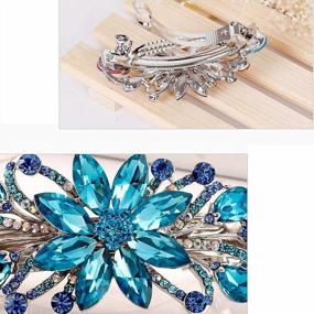img 1 attached to Sankuwen Flower Rhinestone Hair Barrette Clip: Luxury Jewelry Design And Perfect Mother'S Day Gift In Sky Blue