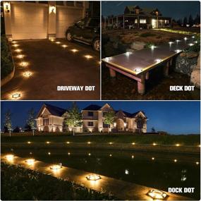 img 2 attached to 8-Pack Solar Dock Lights: 1200MAh Wireless LED Aluminum Deck Lighting For Driveway - White+White Warm, Waterproof & Warning Step Lights