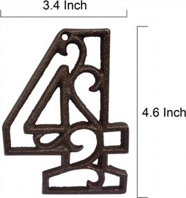 img 2 attached to Rustic Cast Iron House Address Number - 4.6 Inches Tall Decorative Home Number (Number 4)