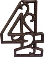 rustic cast iron house address number - 4.6 inches tall decorative home number (number 4) logo