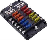 💡 wupp boat fuse block: waterproof with led indicator, damp-proof cover - 12 circuits + negative bus, car marine rv truck - dc 12-24v, fuses included logo