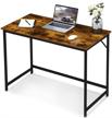 ivinta small computer desk, industrial laptop desk for home office, simple style pc table, wooden sturdy writing desk, 40 inch workstation for space saving, (vintage, easy assemble) logo