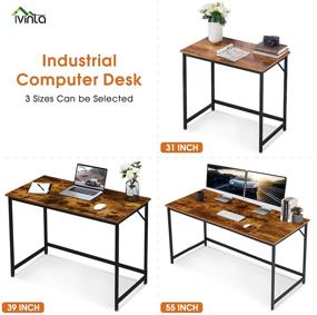 img 1 attached to Ivinta Small Computer Desk, Industrial Laptop Desk For Home Office, Simple Style PC Table, Wooden Sturdy Writing Desk, 40 Inch Workstation For Space Saving, (Vintage, Easy Assemble)