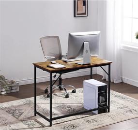 img 3 attached to Маленький компьютерный стол Ivinta, промышленный стол для ноутбука для домашнего офиса, стол для ПК в простом стиле, прочный деревянный письменный стол, 40-дюймовая рабочая станция для экономии места (винтаж, простая сборка)