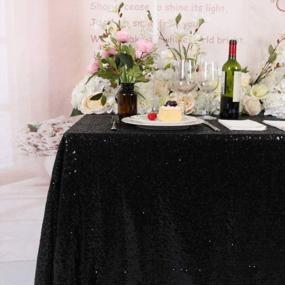 img 1 attached to TRLYC 55X55 Seamless Square Black Sequin Tablecloth For Elegant Event Decor