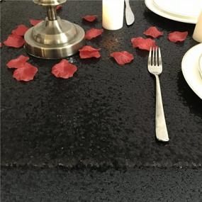img 2 attached to TRLYC 55X55 Seamless Square Black Sequin Tablecloth For Elegant Event Decor