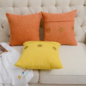 img 1 attached to 2-Pack Soft Chenille Throw Pillow Covers W/ Smiley Face Embroidery - 16X16In | 40X40Cm Orange