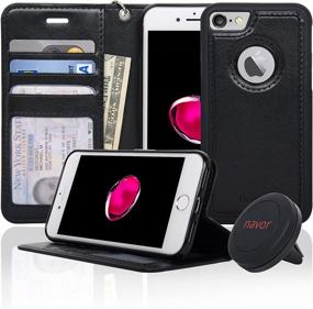 img 4 attached to 💼 Navor Detachable Magnetic Wallet Case & Universal Car Mount Compatible for iPhone 7 & 8 [RFID Theft Protection] JOOT-1L Series - Black - Enhanced SEO