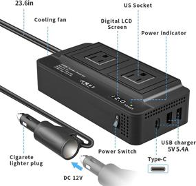 img 3 attached to 🚗 HOMELYLIFE 200W Car Power Inverter: DC12V to 110V AC Outlet Adapter with USB & Type-C Ports – Ultimate Car Converter Charger!